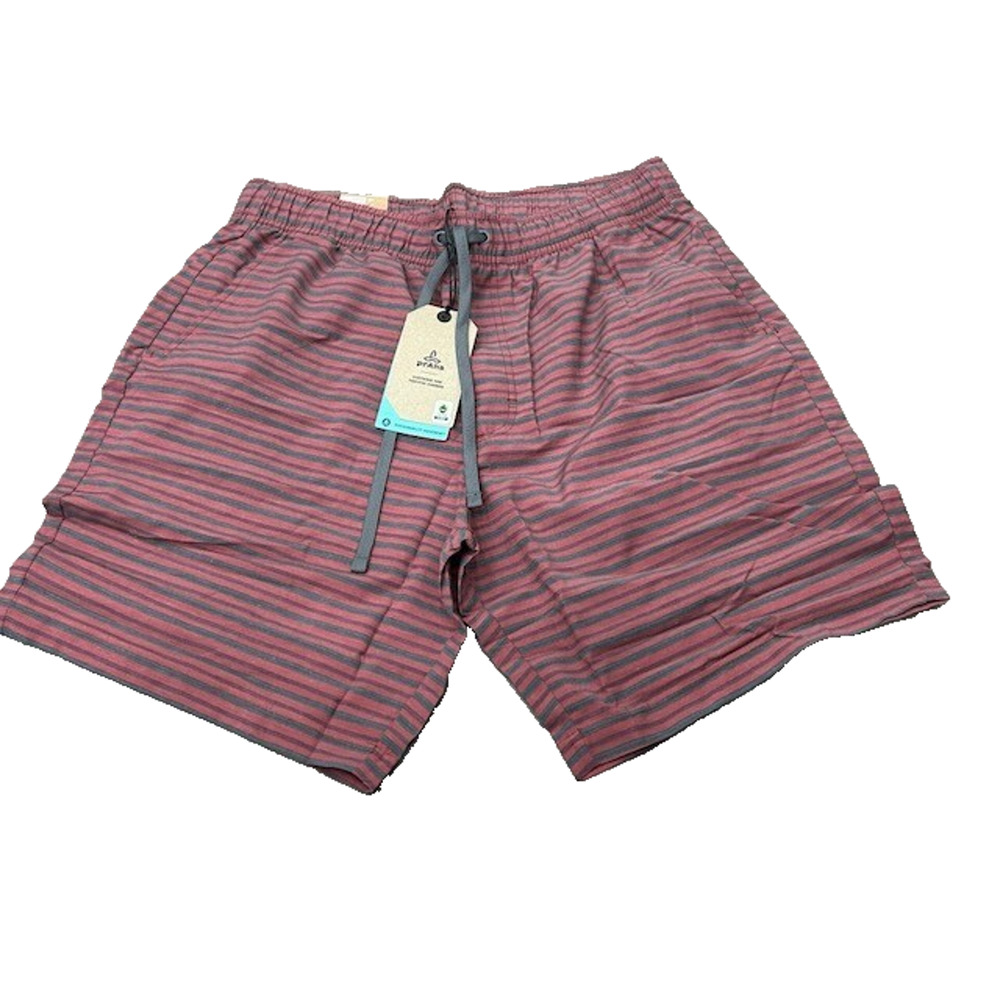 NWT Prana Mens Metric E-Waist Boardshorts Striped Swim Beach Surfing Rust Size L